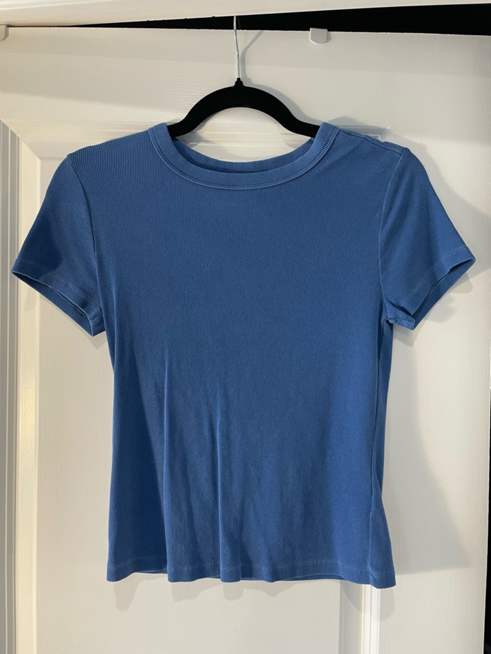 Old Navy Blue Snug Fit Crop Ribbed Tee Shirt